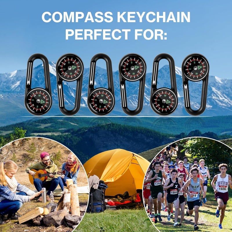 Taikula 12 Pcs Mini Compass Keychain for Kids Bulk, Small Pocket Magnetic Compass Survival Hiking for Outdoor Survival Camping Party Backpacking Accessory - Image 5